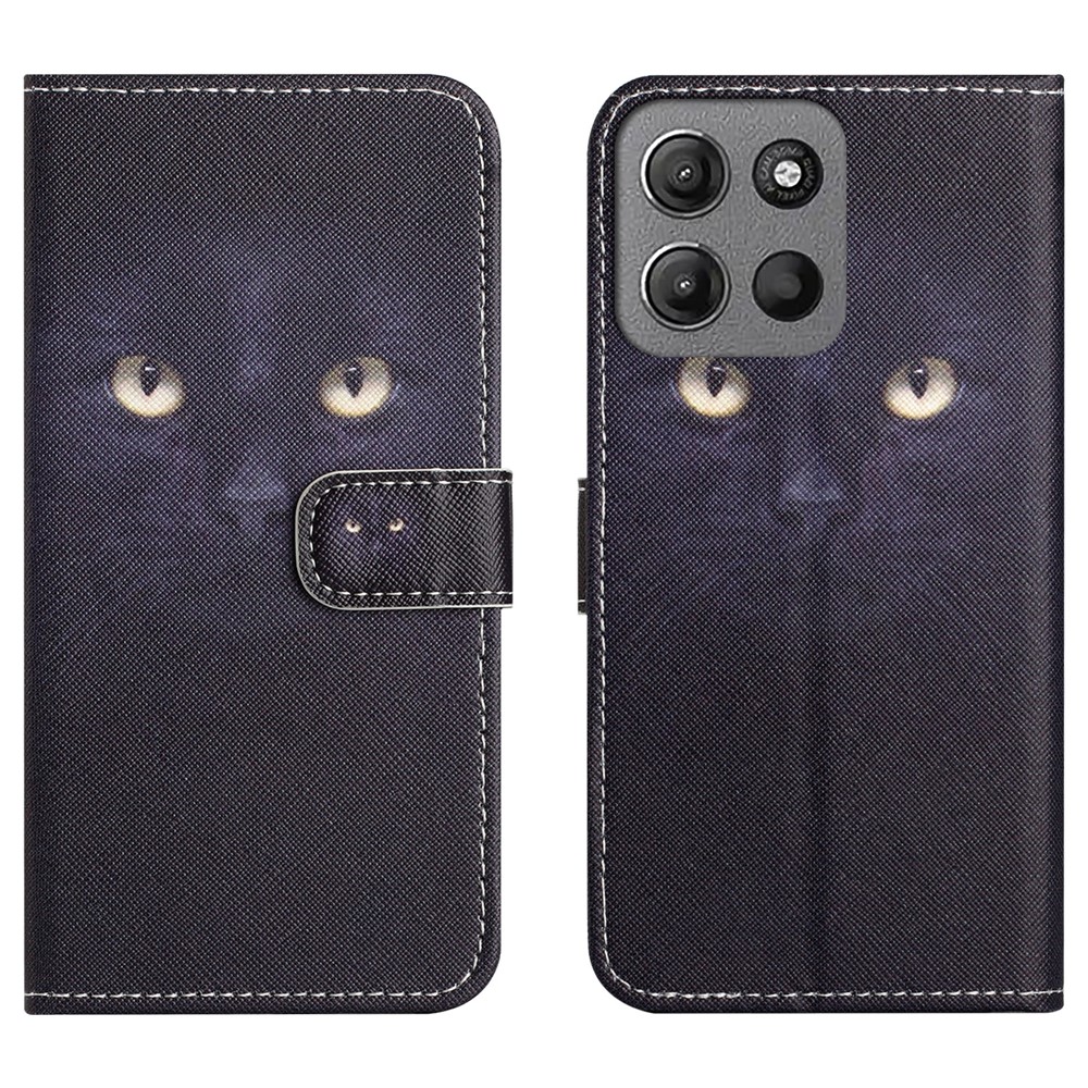  Motorola Moto G86 Power/G86 5G Fodral Läder Katt Ögon - Teknikhallen.se