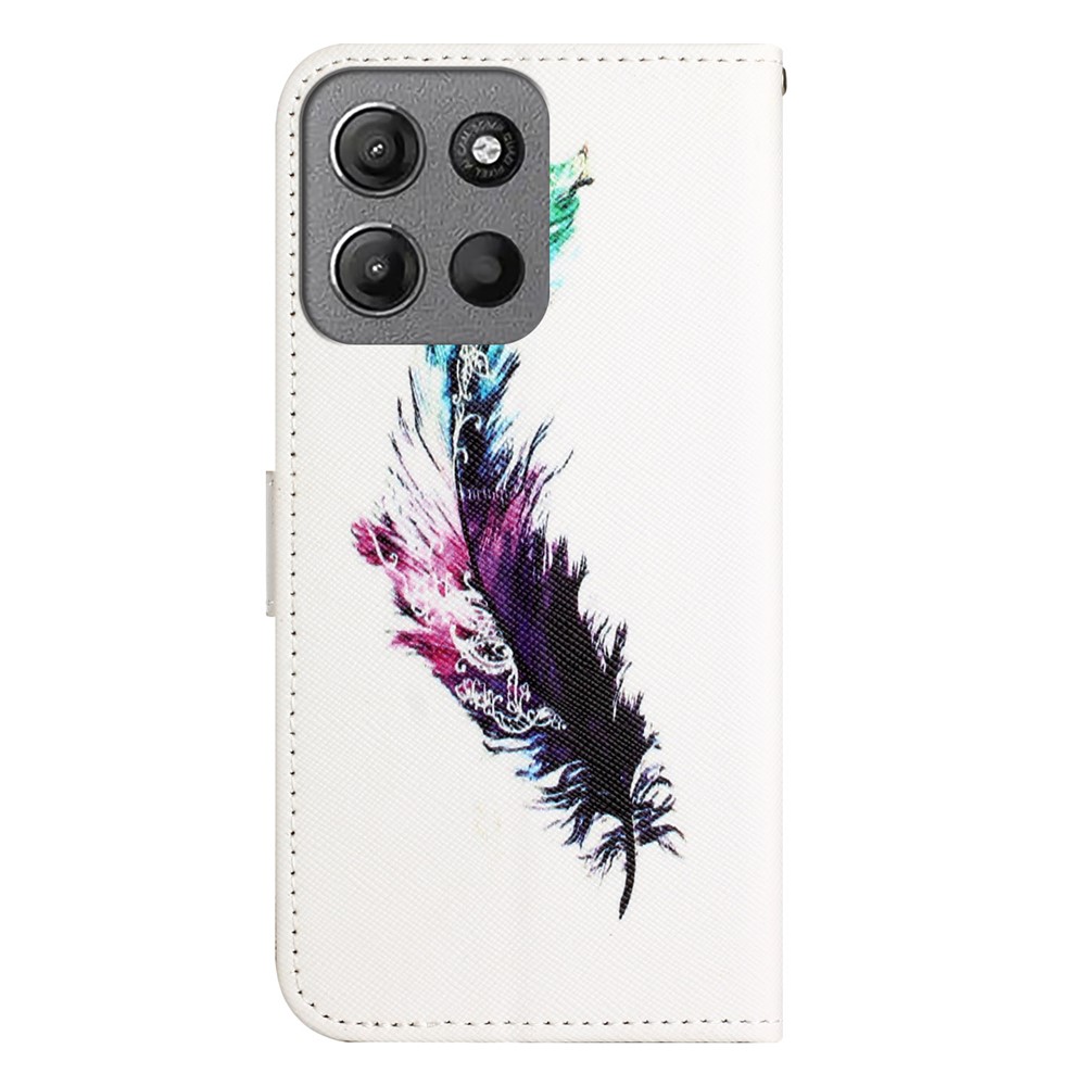  Motorola Moto G86 Power/G86 5G Fodral Läder Fjäder - Teknikhallen.se
