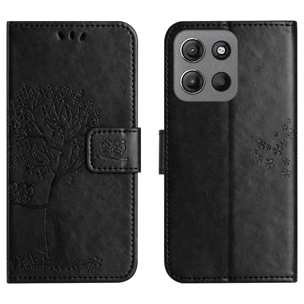  Motorola Moto G86 Power/G86 5G Fodral Träd Tryck Svart - Teknikhallen.se