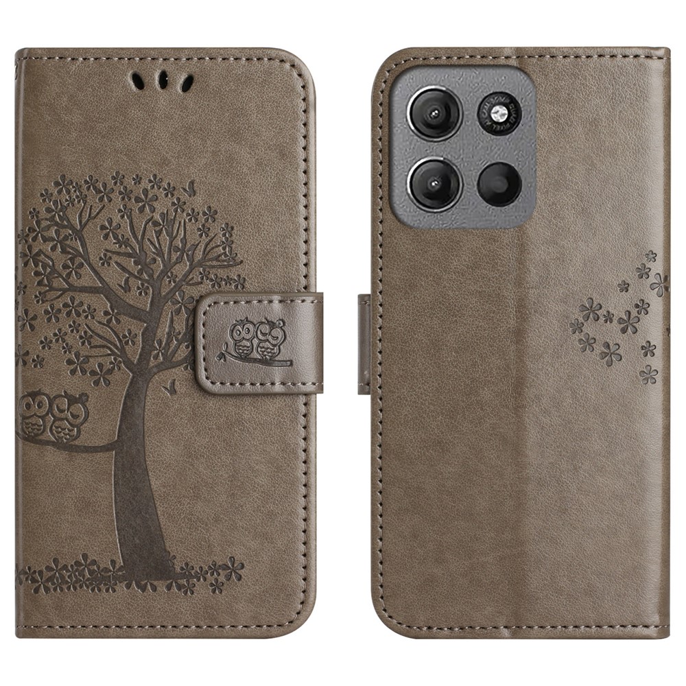  Motorola Moto G86 Power/G86 5G Fodral Träd Tryck Grå - Teknikhallen.se