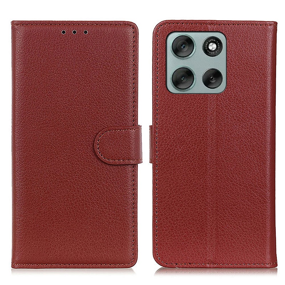  Motorola Moto G56 5G Fodral Litchi Läder Brun - Teknikhallen.se