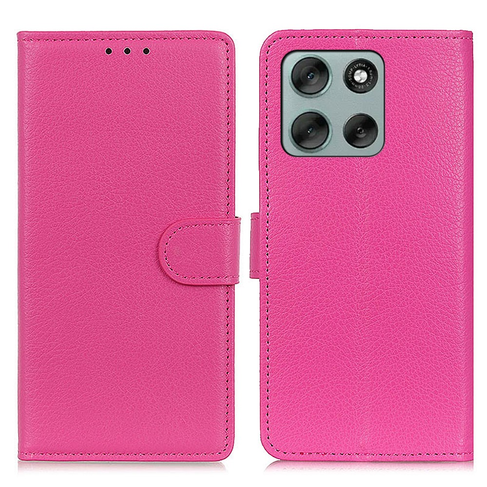  Motorola Moto G56 5G Fodral Litchi Läder Rosa - Teknikhallen.se