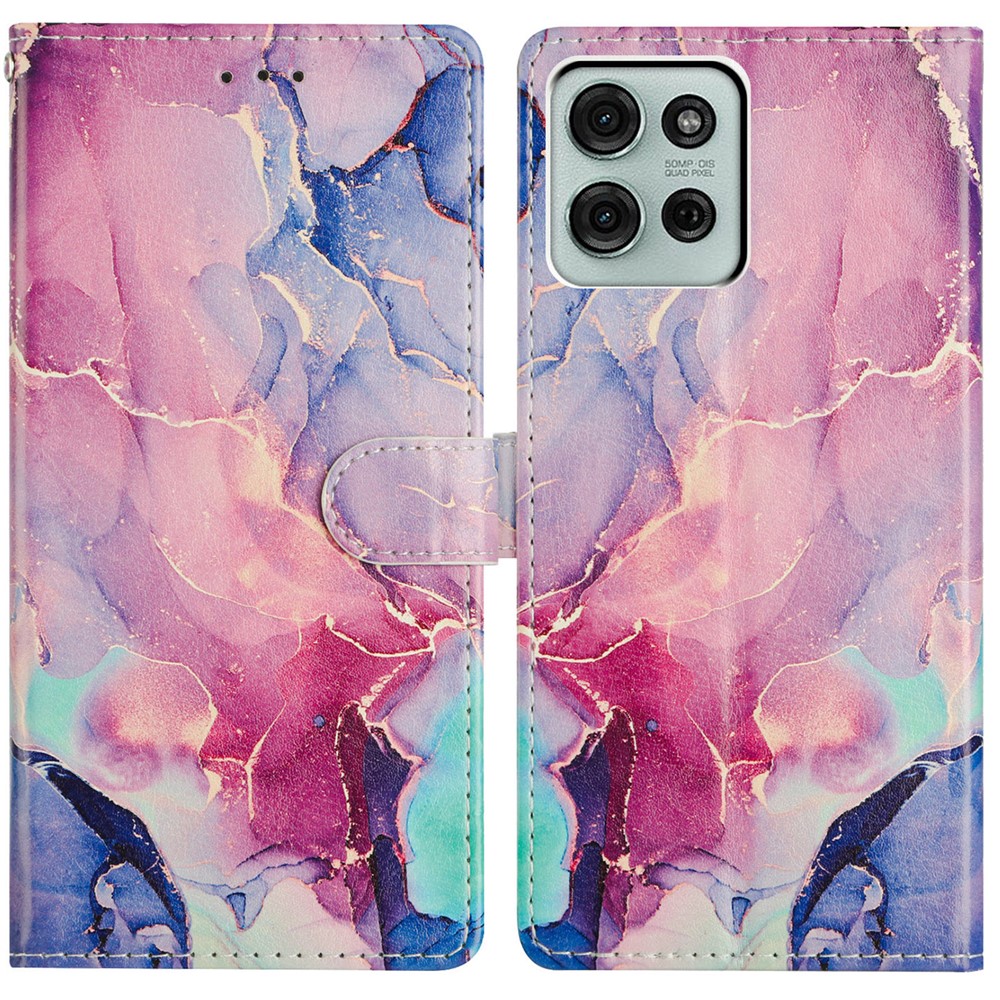 Motorola Moto G86 5G Fodral Med Tryck Rosa Marmor - Teknikhallen.se