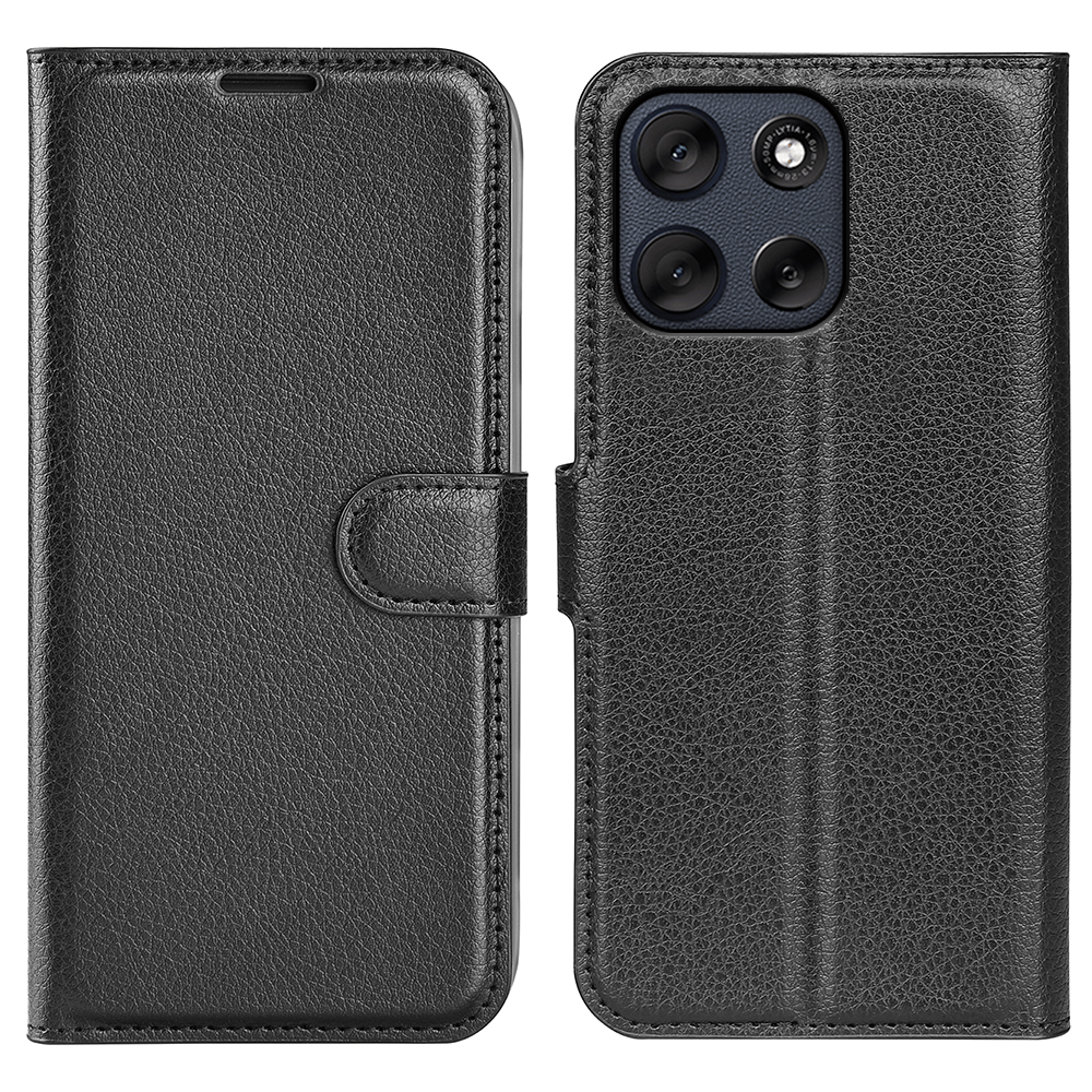  Motorola Moto G56 5G Fodral Litchi Läder Svart - Teknikhallen.se