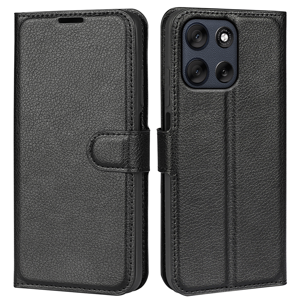  Motorola Moto G56 5G Fodral Litchi Läder Svart - Teknikhallen.se