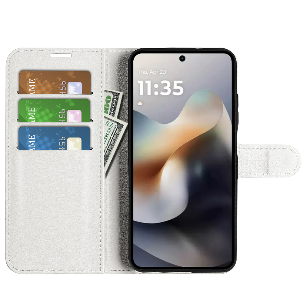  Motorola Moto G56 5G Fodral Litchi Läder Vit - Teknikhallen.se