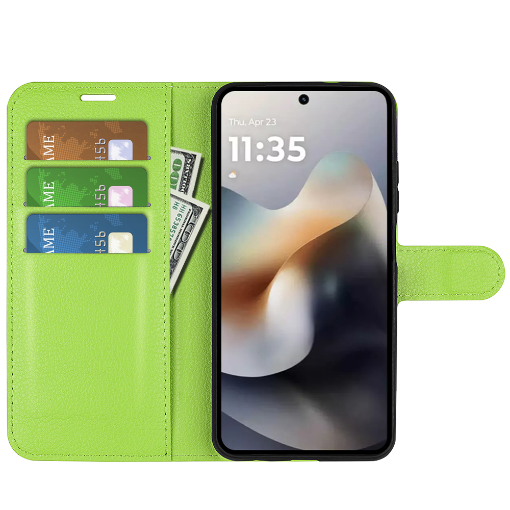  Motorola Moto G56 5G Fodral Litchi Läder Grön - Teknikhallen.se