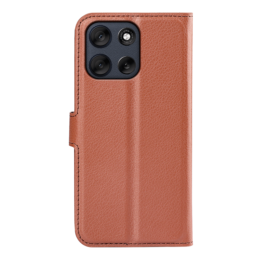  Motorola Moto G56 5G Fodral Litchi Läder Brun - Teknikhallen.se