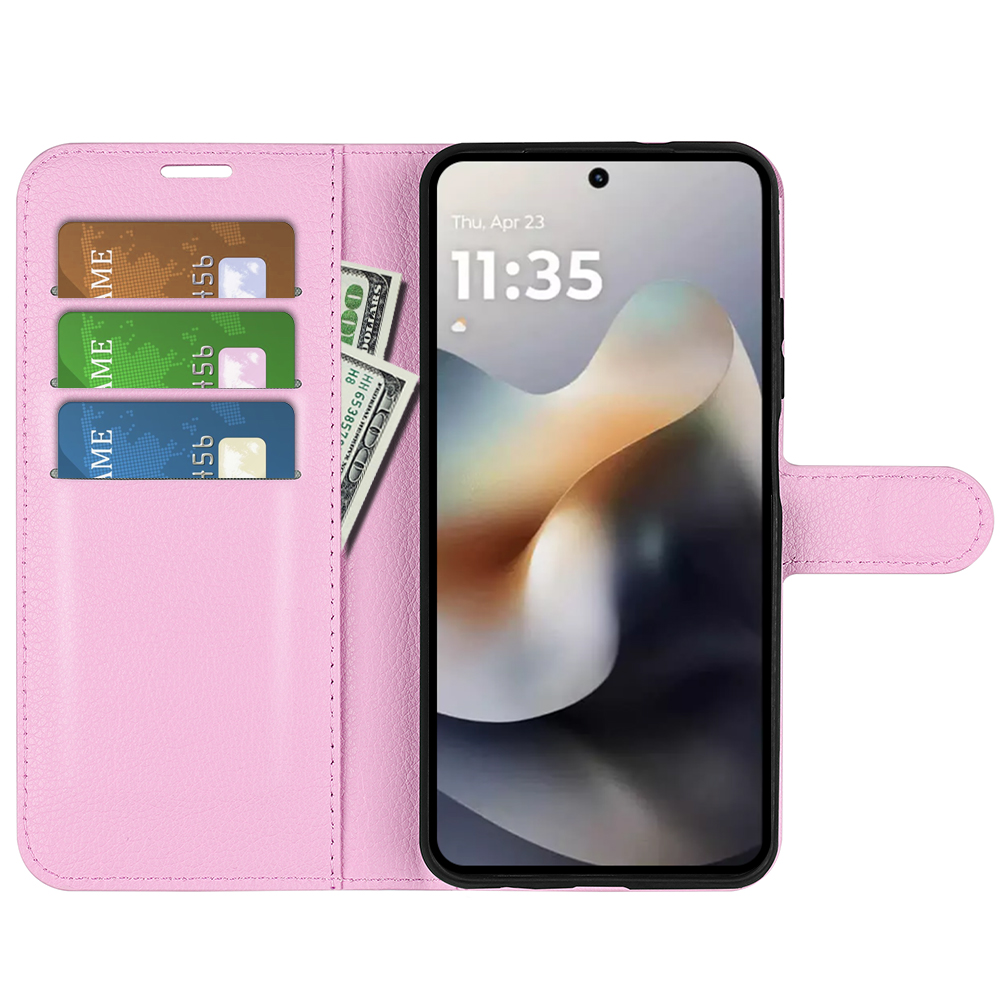  Motorola Moto G56 5G Fodral Litchi Läder Ljus Rosa - Teknikhallen.se