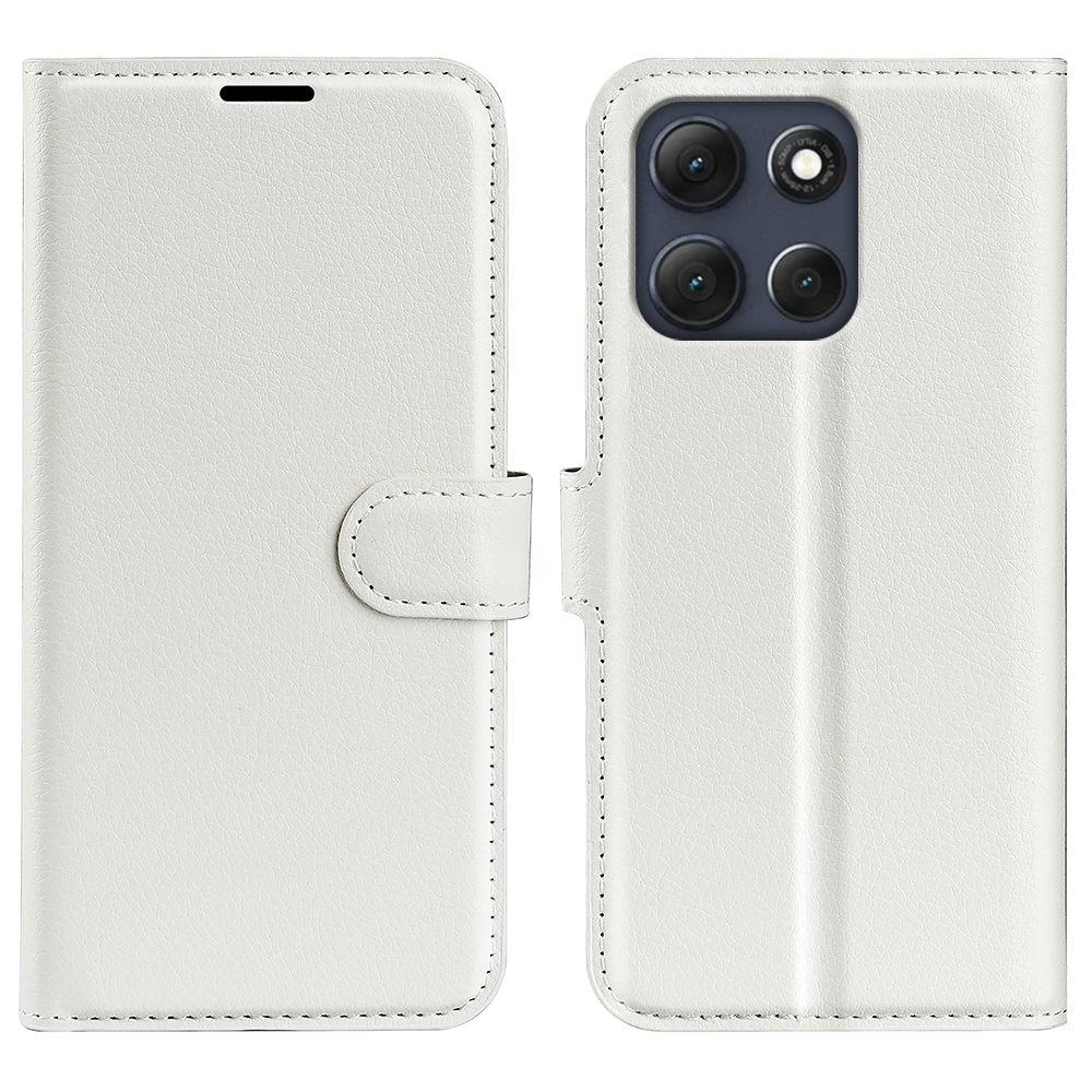  Motorola Moto G86 5G Fodral Litchi Läder Vit - Teknikhallen.se