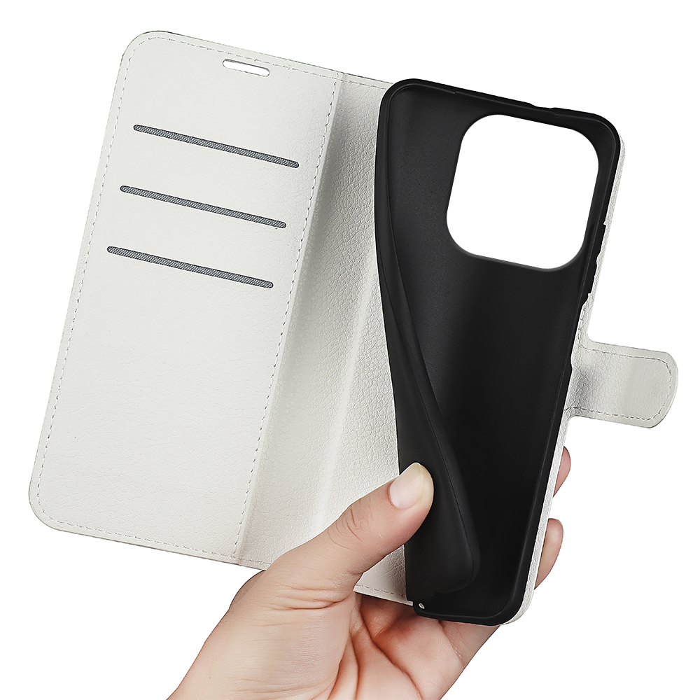  Motorola Moto G86 5G Fodral Litchi Läder Vit - Teknikhallen.se