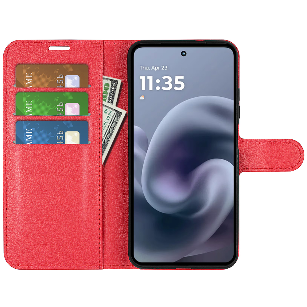  Motorola Moto G86 5G Fodral Litchi Läder Röd - Teknikhallen.se