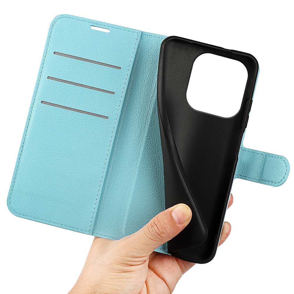  Motorola Moto G86 5G Fodral Litchi Läder Blå - Teknikhallen.se