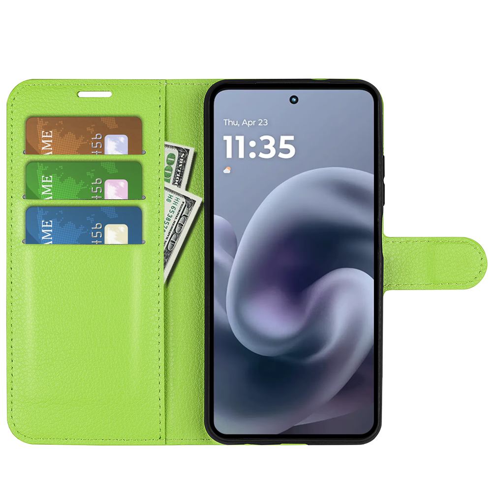  Motorola Moto G86 5G Fodral Litchi Läder Grön - Teknikhallen.se