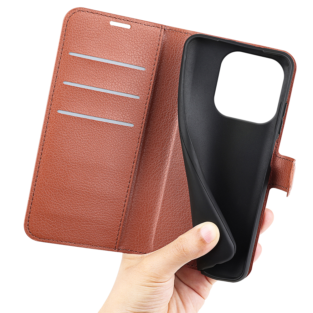  Motorola Moto G86 5G Fodral Litchi Läder Brun - Teknikhallen.se
