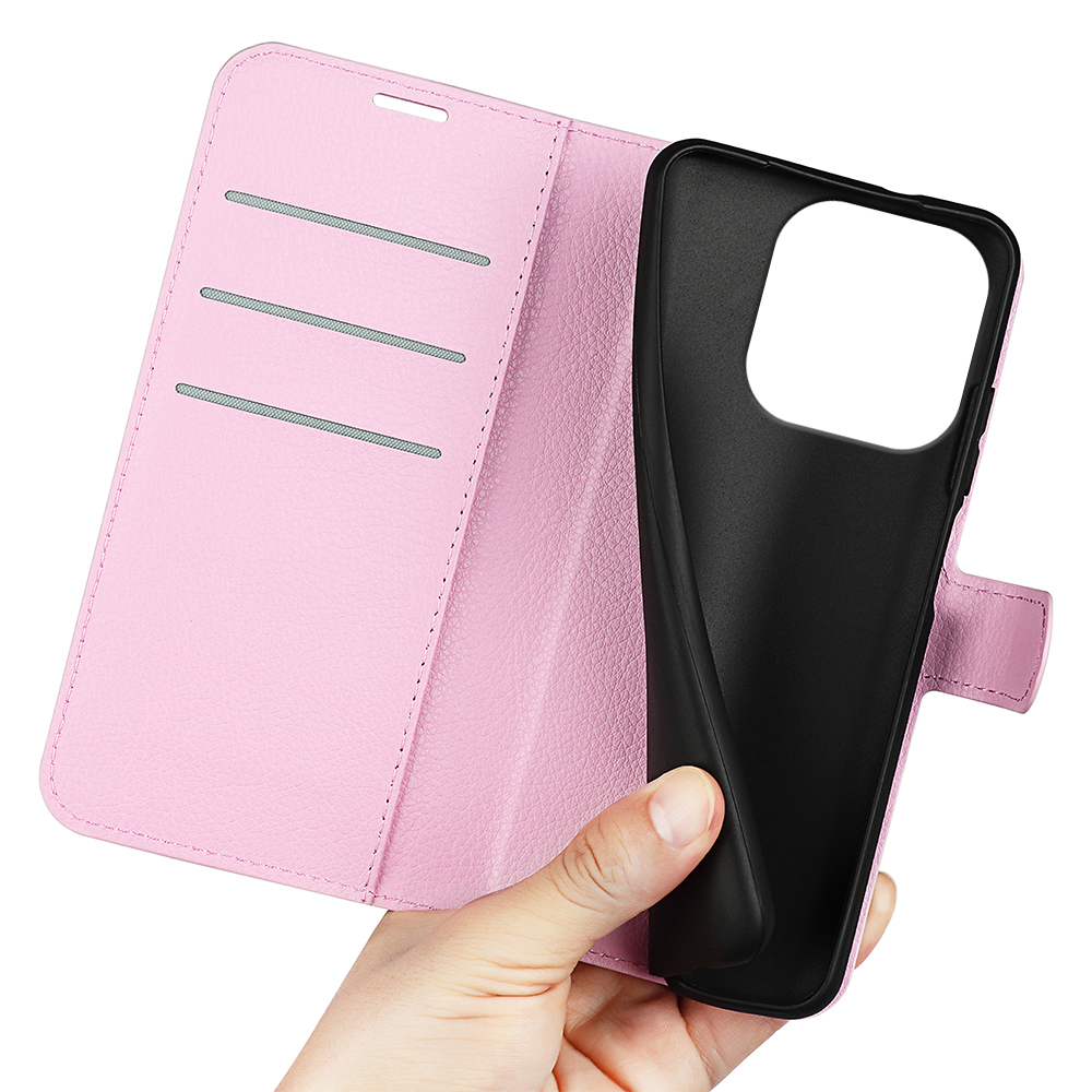  Motorola Moto G86 5G Fodral Litchi Läder Ljus Rosa - Teknikhallen.se