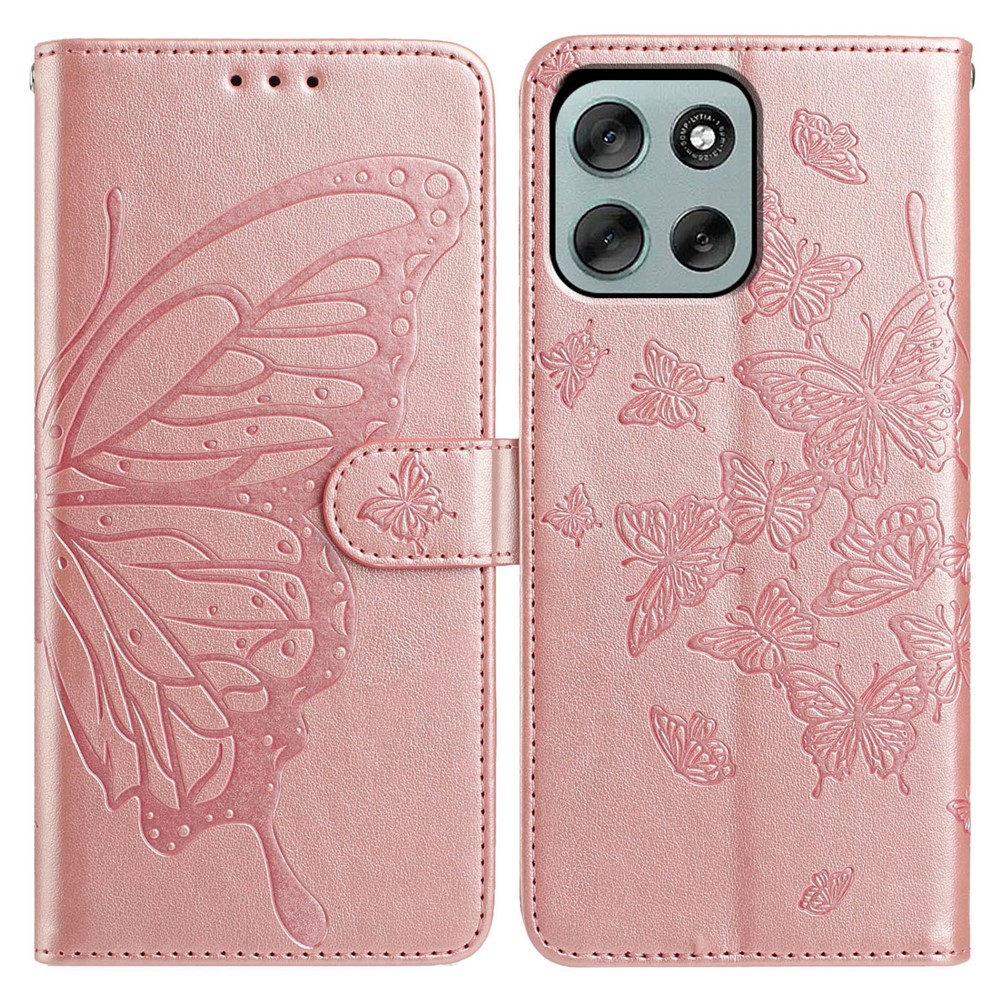  Motorola Moto G56 5G Fodral Fjäril Tryck Roséguld - Teknikhallen.se