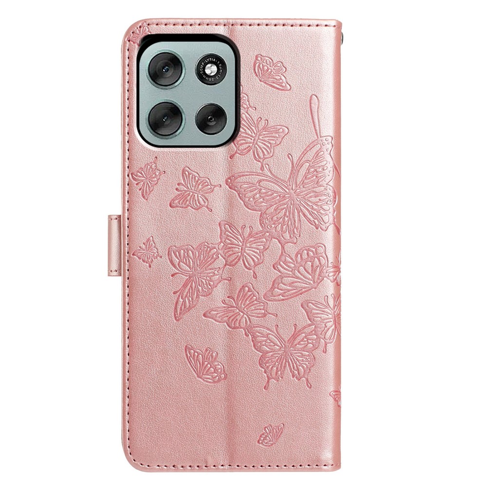  Motorola Moto G56 5G Fodral Fjäril Tryck Roséguld - Teknikhallen.se