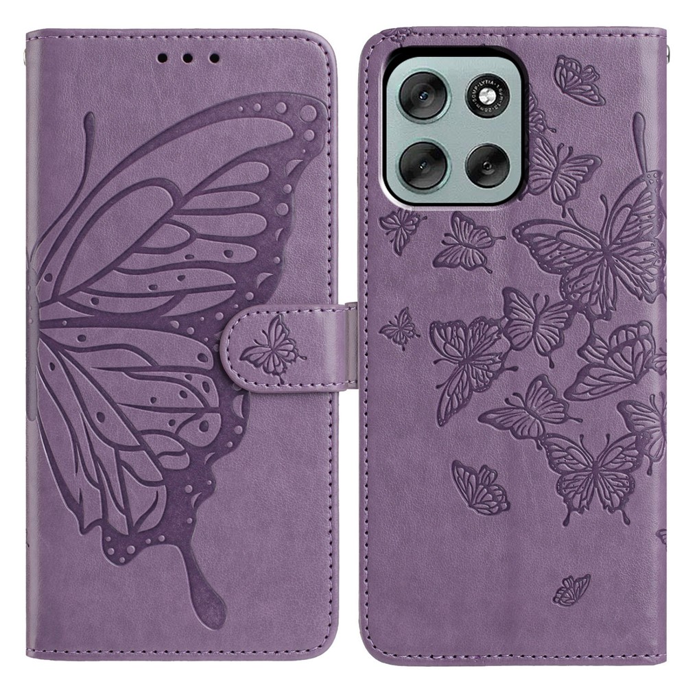  Motorola Moto G56 5G Fodral Fjäril Tryck Lila - Teknikhallen.se