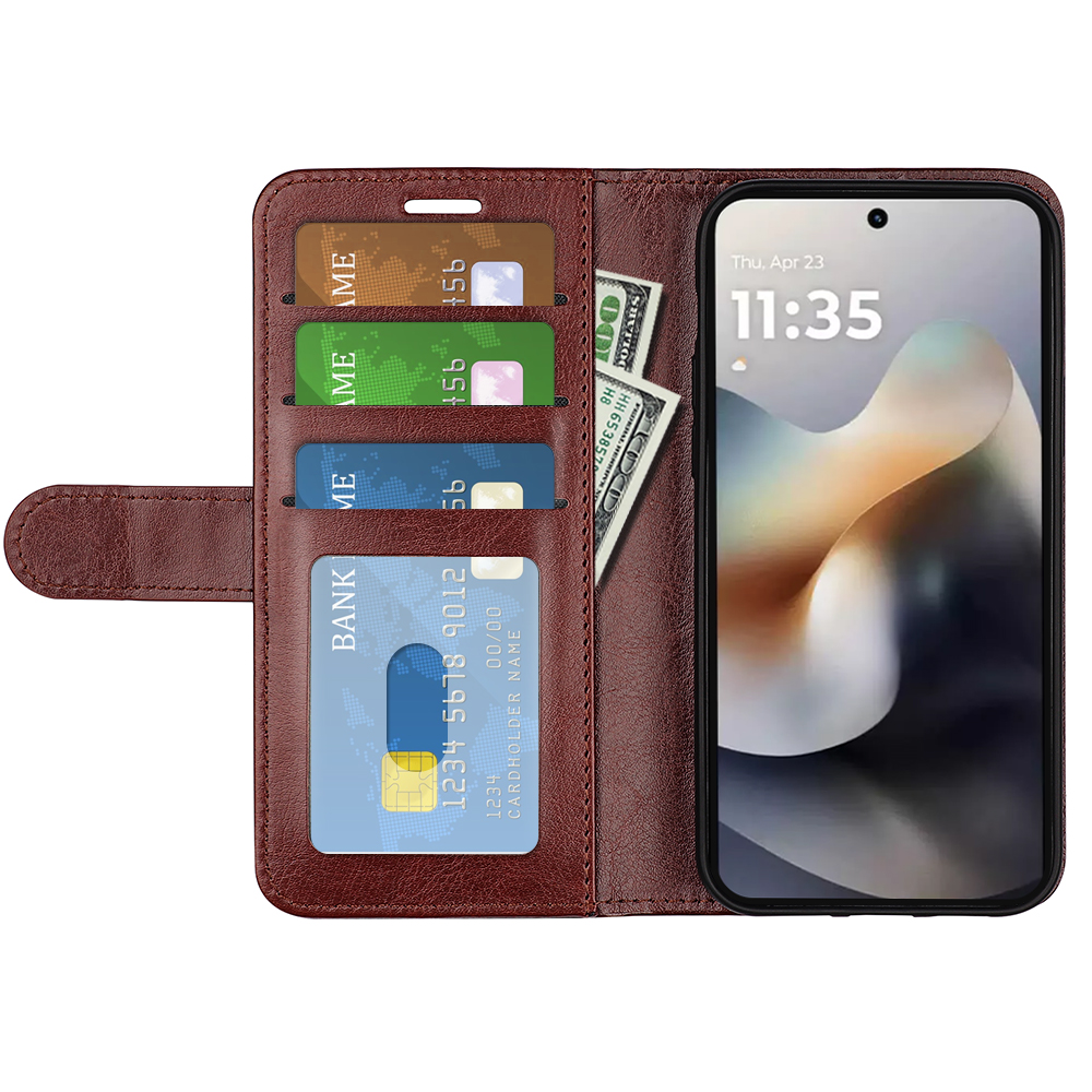  Motorola Moto G56 5G Fodral Crazy Horse Läder Brun - Teknikhallen.se