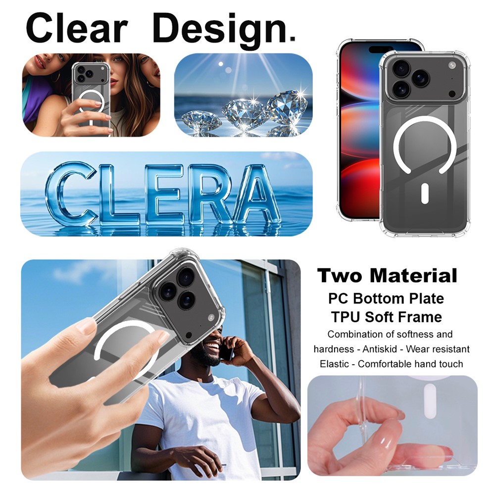 IMAK IMAK iPhone 17 Pro Skal MagSafe Shockproof Transparent - Teknikhallen.se