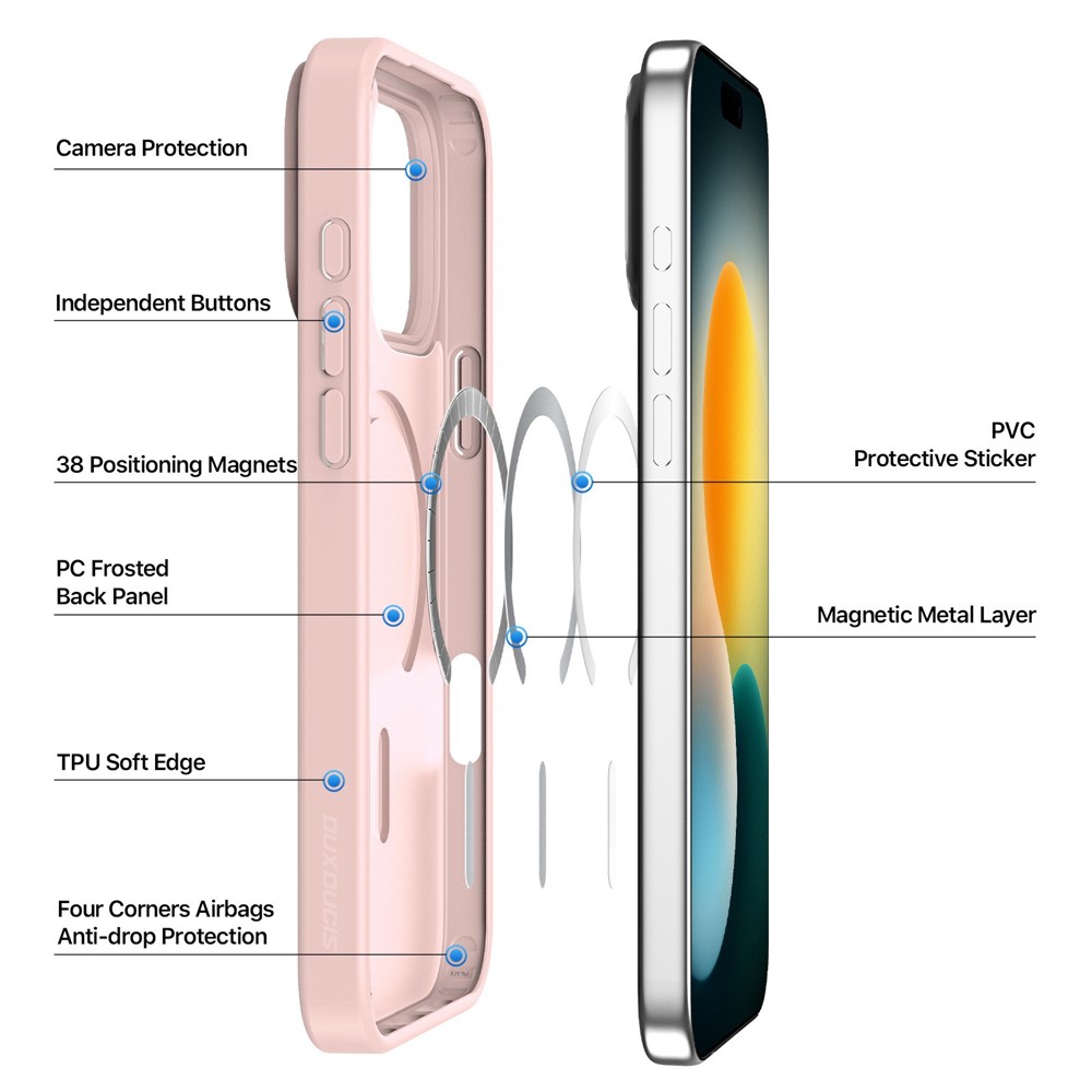 DUX DUCIS DUX DUCIS iPhone 17 Pro Skal MagSafe Yind Series Rosa - Teknikhallen.se