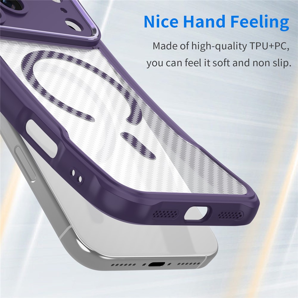 iPhone 17 Pro Skal MagSafe Kolfiber Textur Lila - Teknikhallen.se
