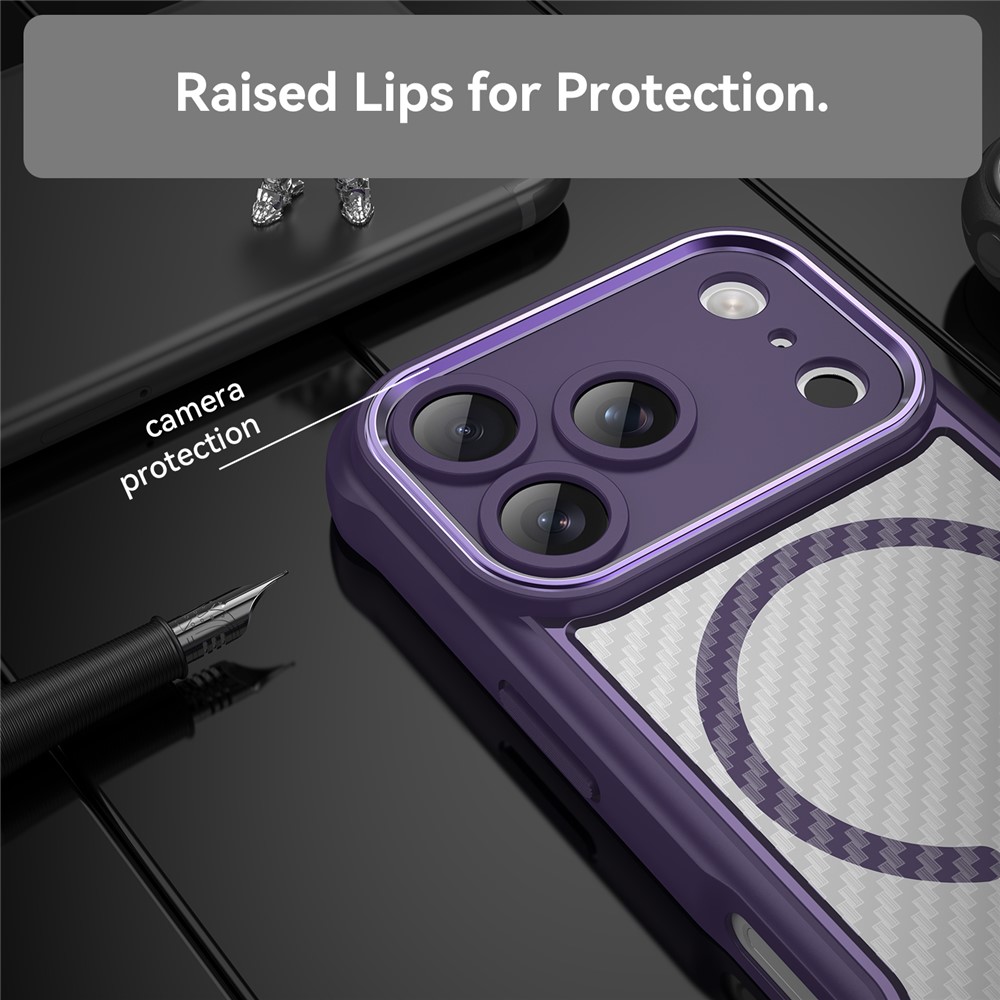  iPhone 17 Pro Skal MagSafe Kolfiber Textur Lila - Teknikhallen.se