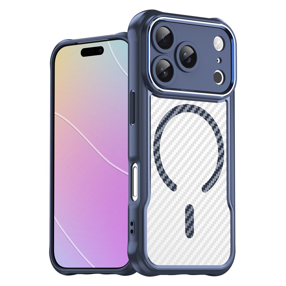  iPhone 17 Pro Skal MagSafe Kolfiber Textur Blå - Teknikhallen.se