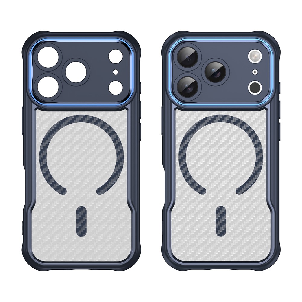  iPhone 17 Pro Skal MagSafe Kolfiber Textur Blå - Teknikhallen.se