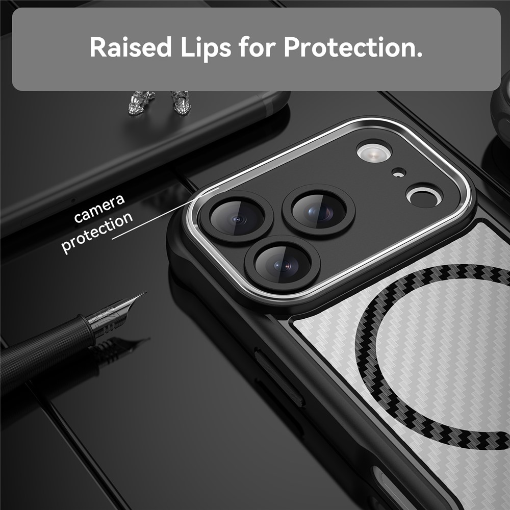  iPhone 17 Pro Skal MagSafe Kolfiber Textur Svart - Teknikhallen.se