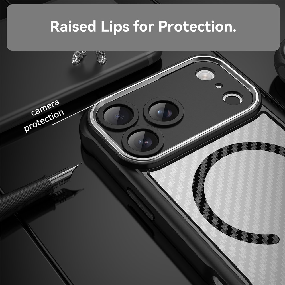  iPhone 17 Pro Max Skal MagSafe Kolfiber Textur Svart - Teknikhallen.se