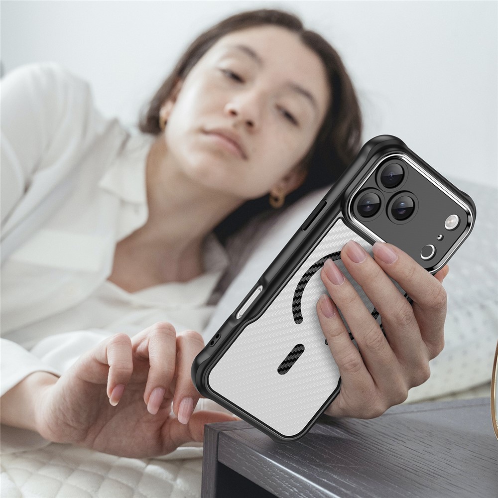  iPhone 17 Pro Max Skal MagSafe Kolfiber Textur Svart - Teknikhallen.se