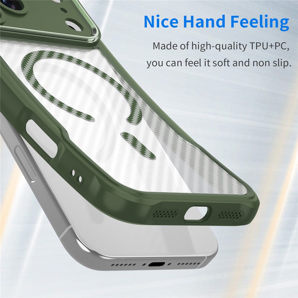  iPhone 17 Pro Max Skal MagSafe Kolfiber Textur Grön - Teknikhallen.se