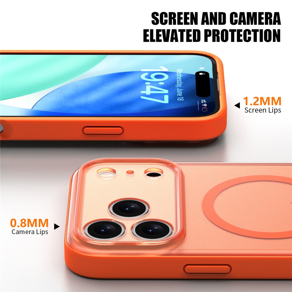  iPhone 17 Pro Skal MagSafe Skin Feel Frosted Orange - Teknikhallen.se