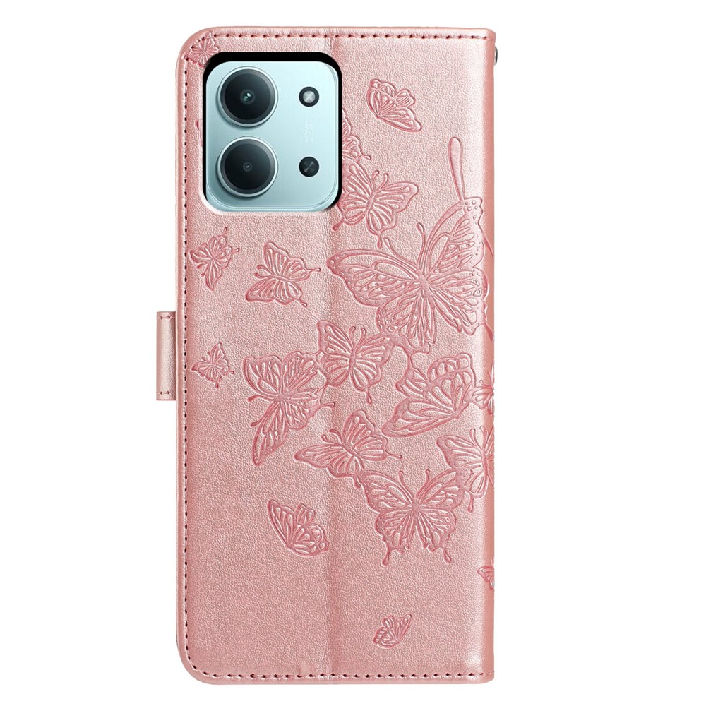  Xiaomi Redmi 15C Fodral Fjäril Tryck Roséguld - Teknikhallen.se