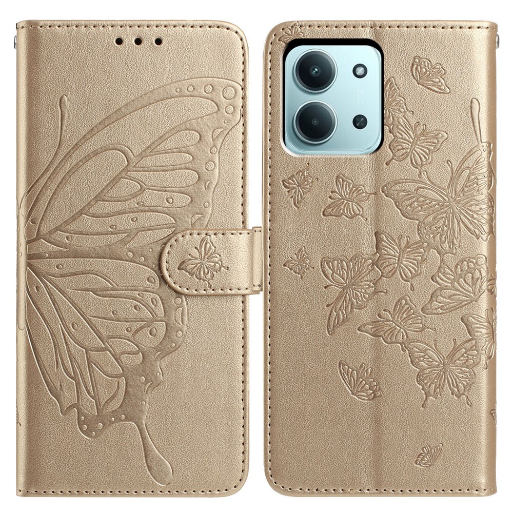  Xiaomi Redmi 15C Fodral Fjäril Tryck Guld - Teknikhallen.se