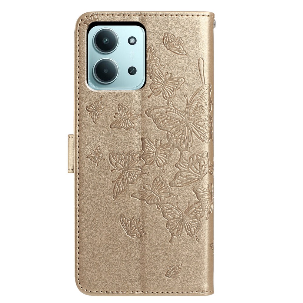  Xiaomi Redmi 15C Fodral Fjäril Tryck Guld - Teknikhallen.se