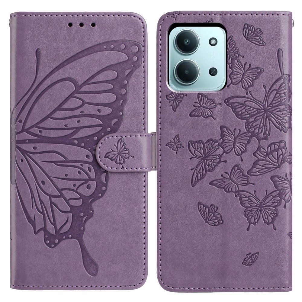  Xiaomi Redmi 15C Fodral Fjäril Tryck Lila - Teknikhallen.se