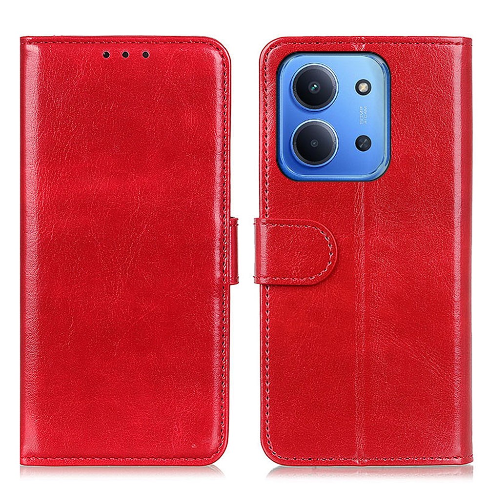  Xiaomi Redmi 15C Fodral Crazy Horse Läder Röd - Teknikhallen.se