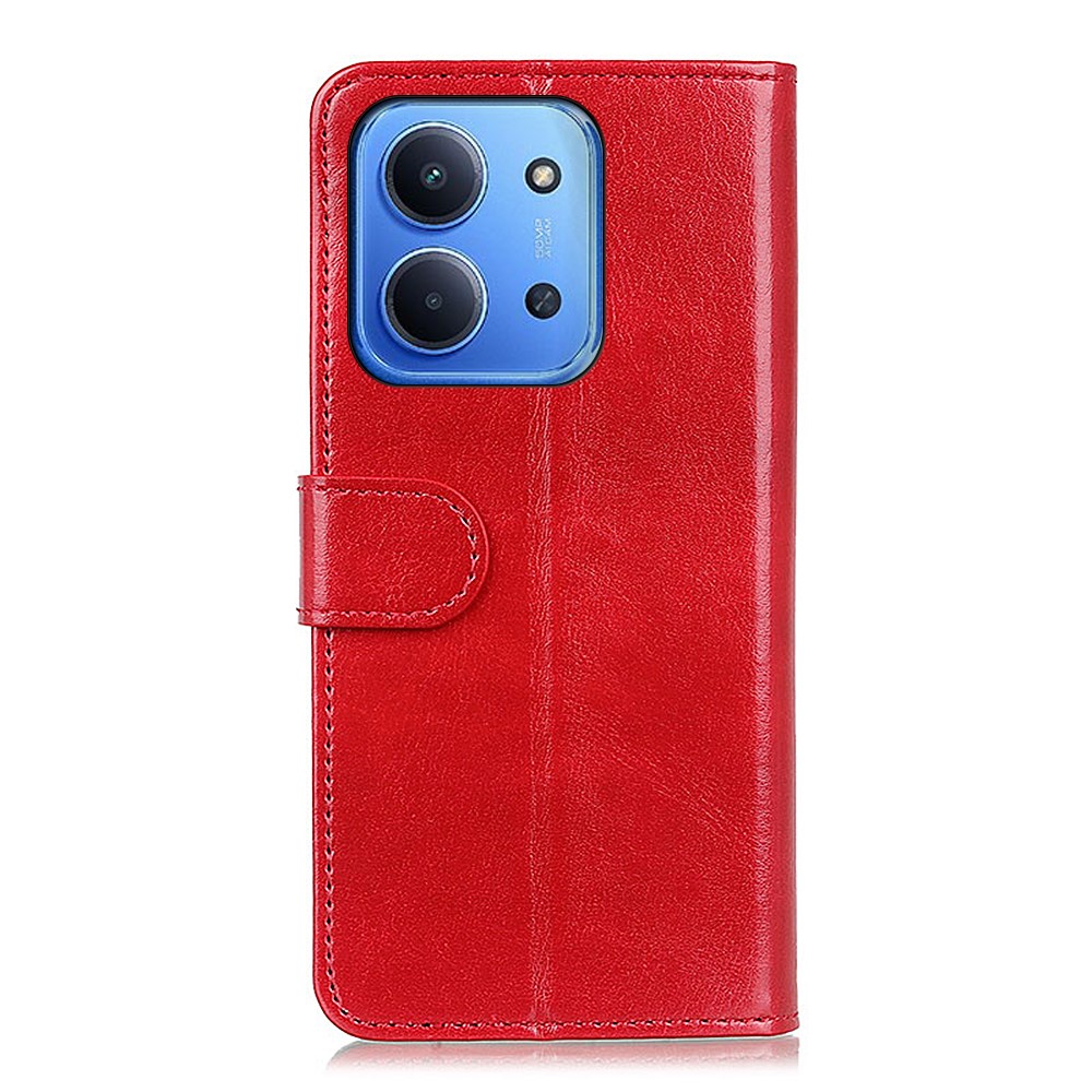  Xiaomi Redmi 15C Fodral Crazy Horse Läder Röd - Teknikhallen.se