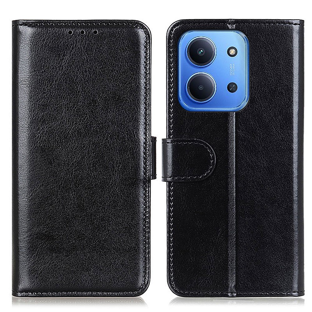  Xiaomi Redmi 15C Fodral Crazy Horse Läder Svart - Teknikhallen.se