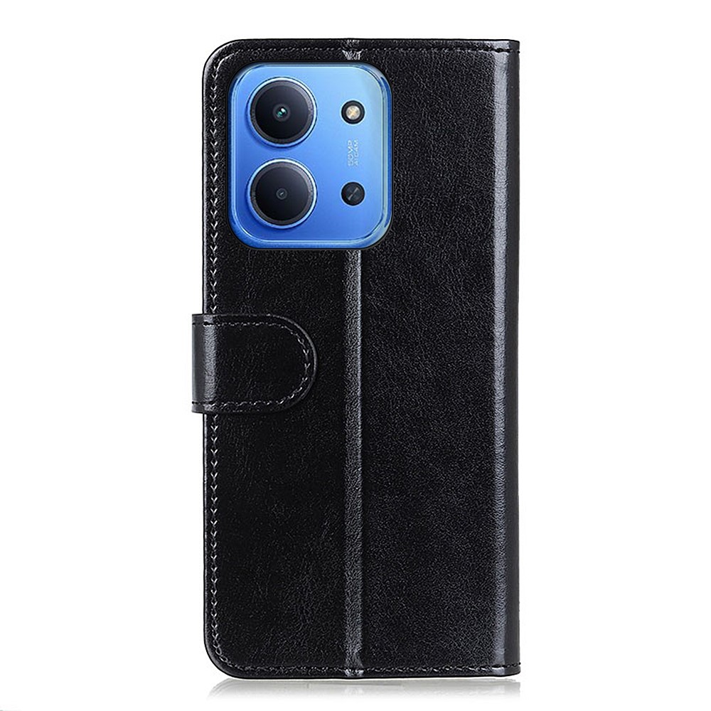  Xiaomi Redmi 15C Fodral Crazy Horse Läder Svart - Teknikhallen.se