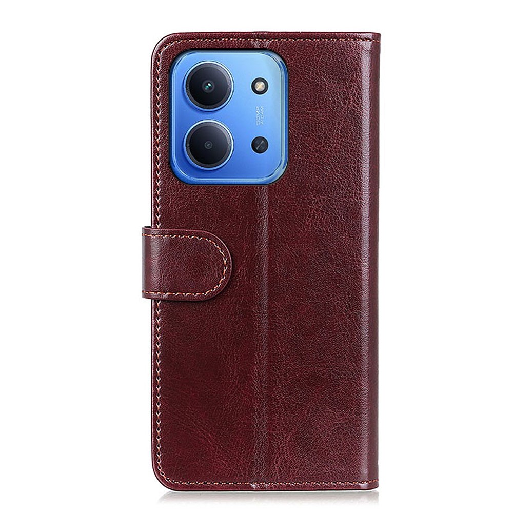  Xiaomi Redmi 15C Fodral Crazy Horse Läder Brun - Teknikhallen.se