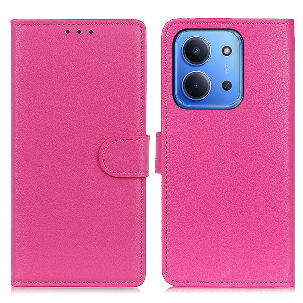 Xiaomi Redmi 15C Fodral Litchi Läder Rosa - Teknikhallen.se