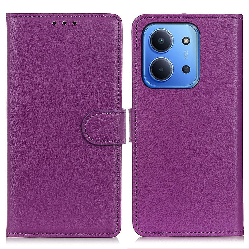  Xiaomi Redmi 15C Fodral Litchi Läder Lila - Teknikhallen.se