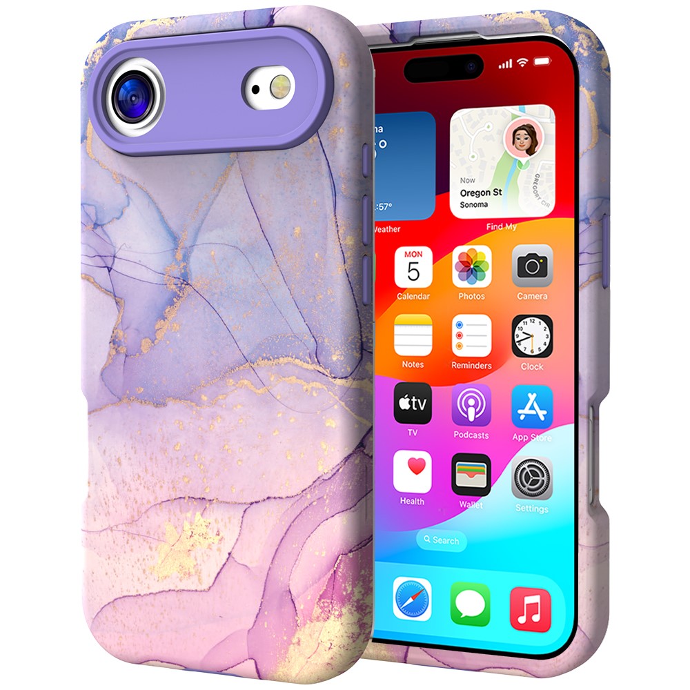  iPhone Air Skal Hybrid Med Marmor Tryck Lila / Rosa - Teknikhallen.se