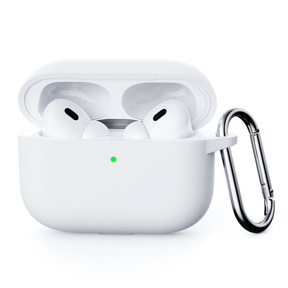  AirPods Pro 3 Skal Med Karbinhake Silikon Vit - Teknikhallen.se