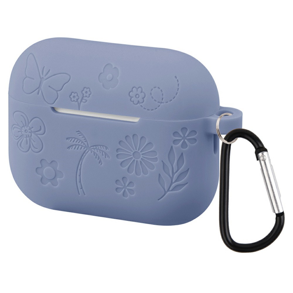  AirPods Pro 3 Skal Med Blommigt Tryck Silikon Lavendel Grå - Teknikhallen.se