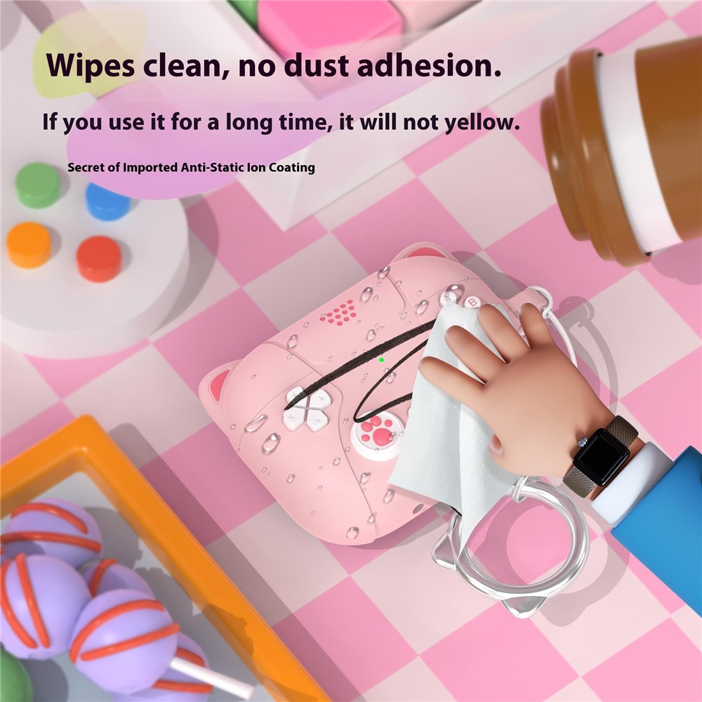  AirPods Pro 3 Skal Silikon Med Nyckelring Katt Ljus Rosa - Teknikhallen.se